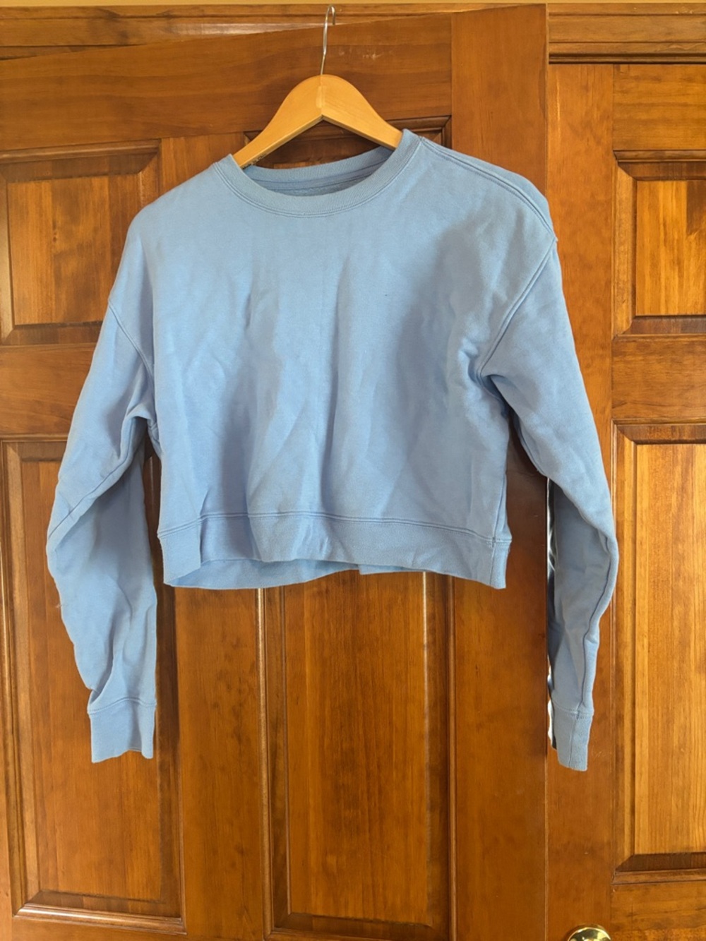 girlfriend collective cropped crew sweatshirt in light blue